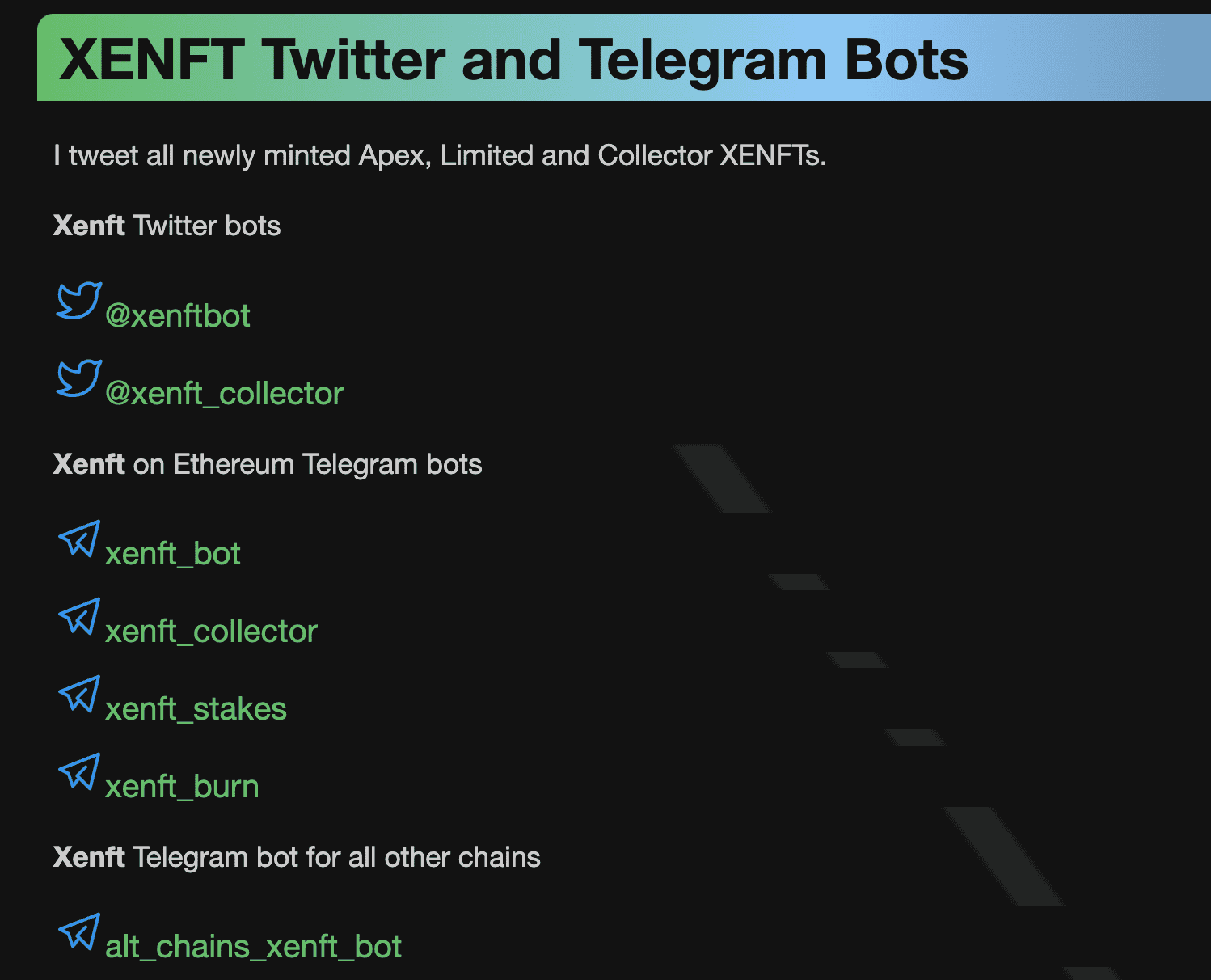 XENFT Telegram and X bots